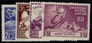 MONTSERRAT GVI SG117-120, anniversary of UPU set, FINE USED.