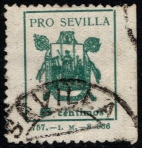 1937 Spain Civil War 5 Centimos Pro Sevilla Local Charity Stamp Used