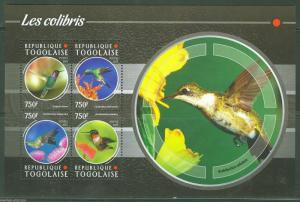 TOGO 2015  HUMMINGBIRDS  SHEET  MINT NEVER HINGED