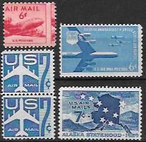 Air Mail MNH C33, C49, C51, C53.  Jets & Alaska