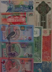 Suriname 9 banknotes vg-unc