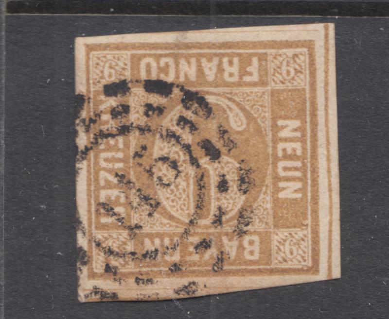 Bavaria Sc 12 used. 1862 9kr bister Numeral, 145 open Millwheel cancel.