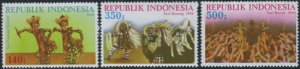 Indonesia 1986, Art & culture 3v, MNH
