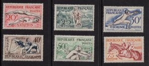 France   #700-705    MH 1953  sports