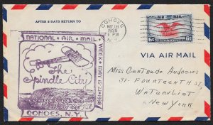 UNITED STATES Flight Cover Air Mail Week 1938 Cohoes