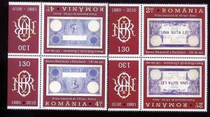 Romania 2010 STAMPS BANKNOTES 100 lei bank MNH POST labels