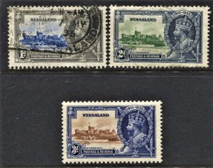 STAMP STATION PERTH - Nyasaland #47-49 KGV Silver Jubilee Used CV$18.00