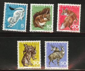 Switzerland Scott B360-364 MH* 1966 semipostal set