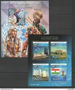 2015 Niger 70Th Anniversary United Nations 1Kb+1Bl ** St2070