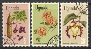 Uganda Scott 127-29 UNHOG(CTO) - 1969 Flowers H/Vs of Set - SCV $2.05