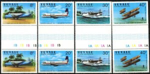 Tuvalu 1980 Aviation Airplanes set of 4 x 2 in Pairs MNH