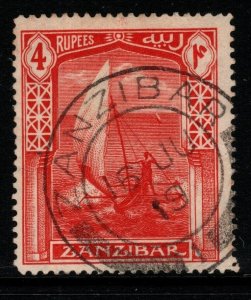 ZANZIBAR SG258 1913 4r SCARLET FINE USED