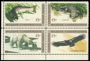 US Sc 1427-30 VF/MNH Se Tenant Block - 1971 8¢ Wildlife Conservation- P.O. Fresh