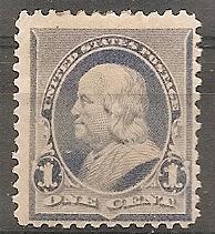 US  219 Mint OG 1890 1c dull blue Franklin CV $25 VF