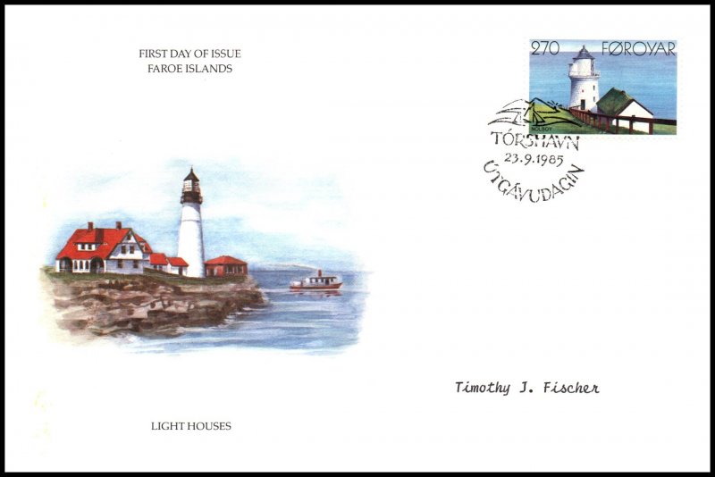 Faroe Islands 130 Lighthouse Typed FDC