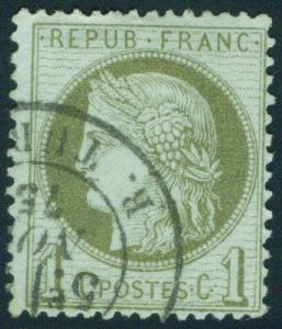 FRANCE Scott 50 1c 1870 Ceres Bordeaux issue  CV $10