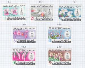 PENANG, MALAYSIA, 1965 Orchids set of 7, lhm.