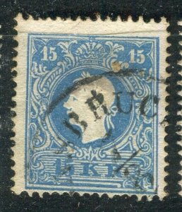 AUSTRIA; 1858 classic F. Joseph issue fine used Shade of 15k. value,