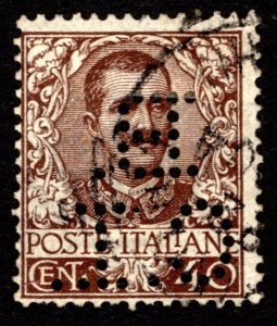 1901, Italy, 40c, King Vittorio Emanuele III, Used, Perfin, Sc 83