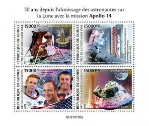 Guinea Space Stamps 2021 MNH Apollo 14 Moon Landing 50 Yrs Edgar Mitchell 4v M/S