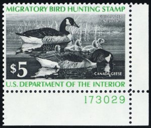 RW43, Mint VF NH $5 Federal Duck Stamp With PL#