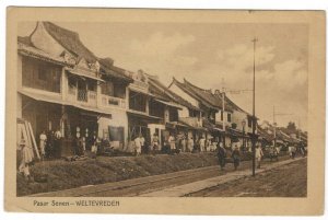 Postcard Netherlands Colonies Indonesia 1924 Weltevreden Pasar Senen Marketplace