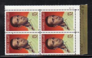 #3152 MNH pb/4 32c Humphrey Bogart 1997 Issue