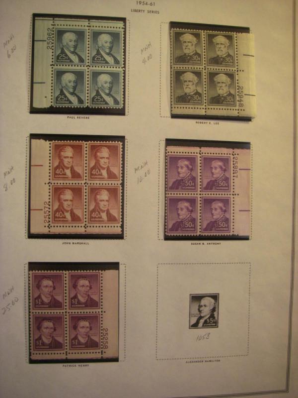 Scott 1030-1052 Liberty Series Plate Blocks, Complete, MNH