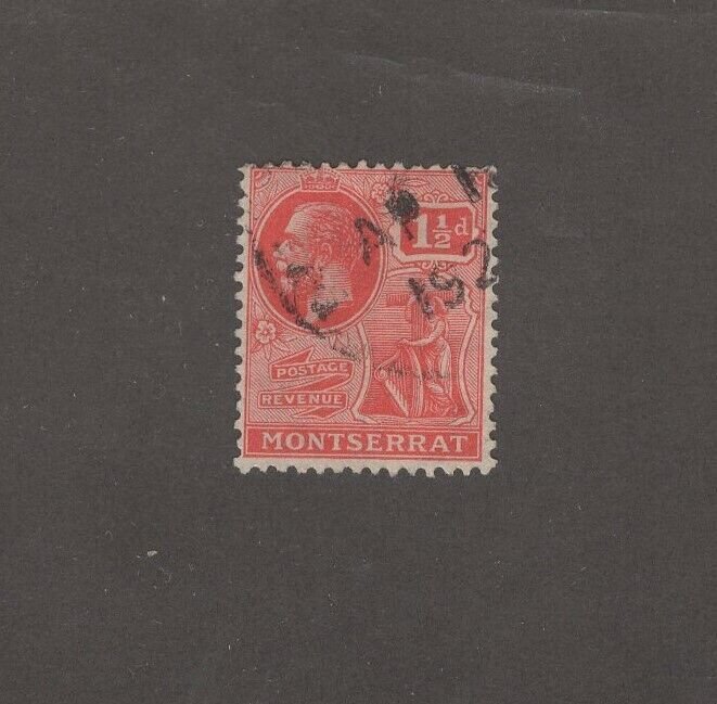 Montserrat 59 - King George V.  1 1/2 Penny . Used.      #02 MONTS59
