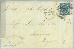 BK0770 - GB - POSTAL HISTORY - SG # 118 on COVER: MANCHESTER to VENEZUELA 1877-