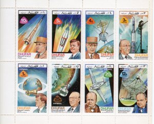 Dhufar (Oman) 1972 Kennedy/Churchill/De Gaulle SPACE Sheetlet (8) Perf.MNH