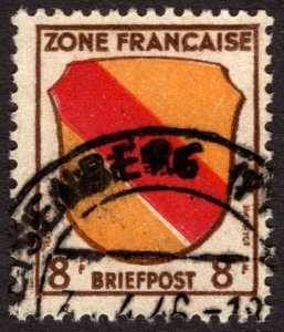 1945, Germany, French Occupation 8Fr,  Used, Sc 4N4