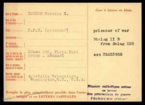 USA 1944 Germany POW Camp DULAG 226 STALAG II Red Cross Card Switzerland 89249