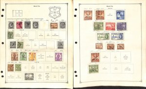 Malta Stamp Collection on 36 Scott International Pages, 1860-1993 (AF)