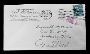 US #820 Air Mail Domestic Cover Dec 3, 1954.