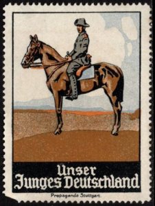 Vintage Germany Poster Stamp Our Young Germany Boy Scouts Unused