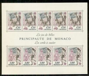 MONACO #1683a, 1989 Europa souvenir sheet, og, NH, VF, Scott $27.50