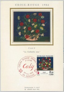 63538 - FRANCE - POSTAL HISTORY: MAXIMUM CARD 1984 - Red Cross FLOWERS - SILK-