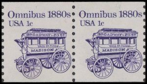 SCOTT  1897  OMNIBUS  1¢  COIL PAIR  MINT NEVER HINGED