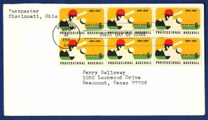 U.S. #1381 Professional Baseball  FDC Blk of 6