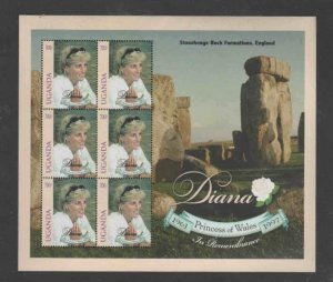 UGANDA #1578 1998 PRINCESS DIANA MINT VF NH O.G SHEET 6