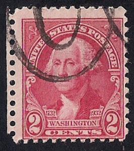 707 2 cent Washington, Stuart, Carmine Rose Stamp used AVG