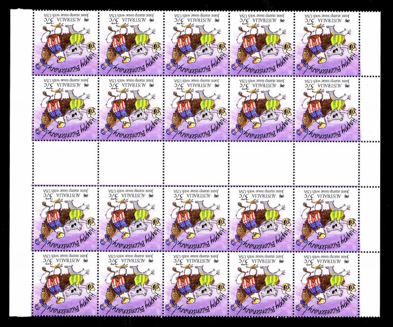 Australia #1052 Happy Bicentenary Gutter Block of 20 - OGNH - VF - CV$15 (E#779)