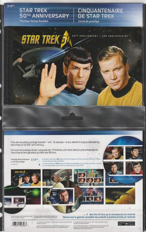 2016 Canada - Sc 2916a - MNH VF - Complete Prestige Booklet (BK649) - Star Trek