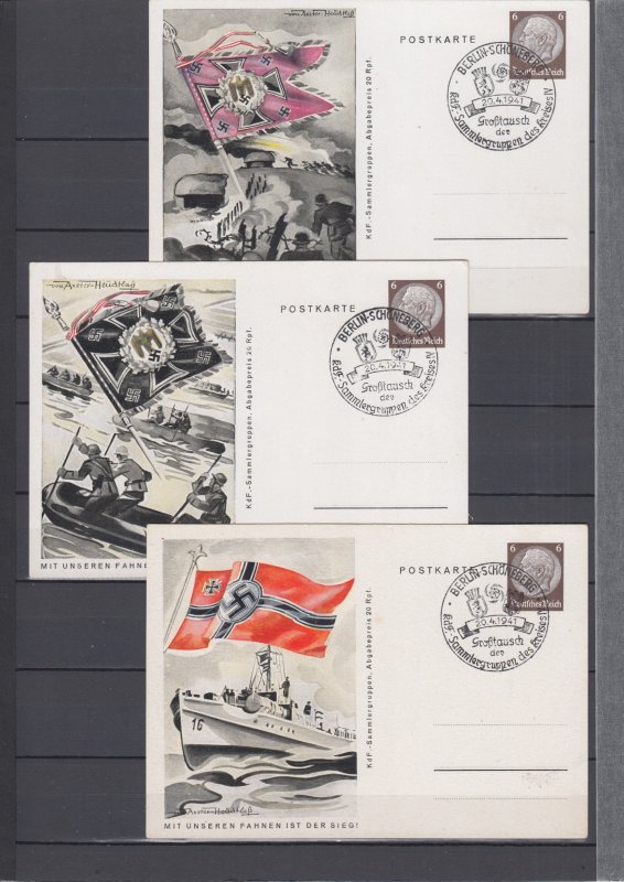 WWII  Third Reich Complete Collection of 8 Propaganda Postcard