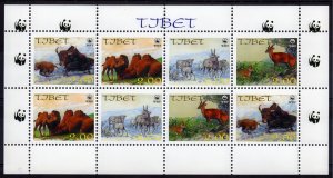 Tibet  1996  WWF Wildlife Antelope Sheetlet of 2 Sets (8v)  Perforated MNH