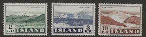 Iceland 302-04  1957  set 3  fvf mint  hinged