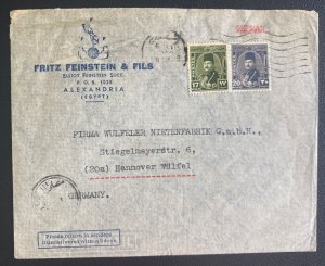 1950s  Alexandria Egypt Airmail Commercial cover To Hannover Germany