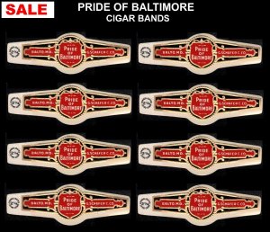 SALE PRIDE OF BALTIMORE CIGARS, LOT 8 OLD CIGAR BANDS UNUSED TOBACCO, CINDERELLA