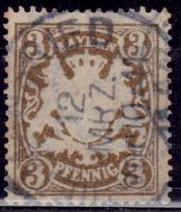 Germany - Bavaria 1888-1900, Coat of Arms, 3pf, sc#60, used